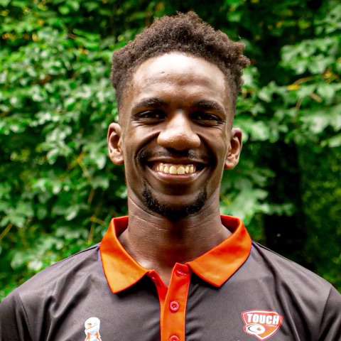 Alan Ouya wearing the Team Canada Touch World Cup 2024 jersey